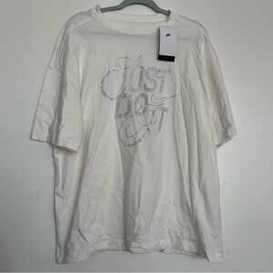 Women’s Nike Oversized Rhinestone Just Do It Tee Cream Size Medium